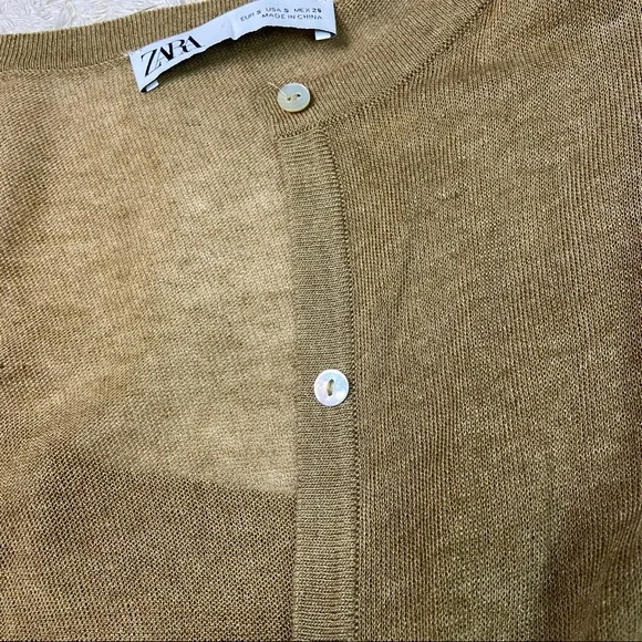 Zara Linen Blend Button Down Lightweight Cardigan Size Small - Picture 13 of 15